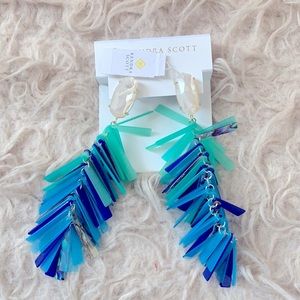 Kendra Scott Justyne blue long earrings NWT